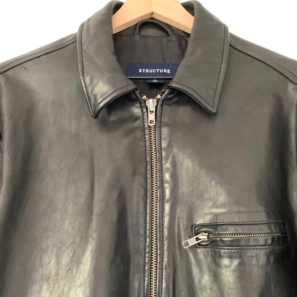 Vintage Leather Moto Jacket By Structure - Picture 2 of 4